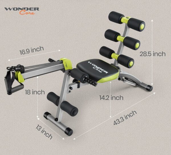 Wonder Core 2 - 12 in 1 Exercise Machine - Built in Twisting Seat and Rower for At Home Gym Workouts - Core Strength Training - Tone Tighten and Sculpt Abs - Grey