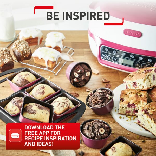 Tefal Cake Factory Délices KD810140 Precision Dessert Maker, 1100W, White & Pink Delices, Metal, 1100 W