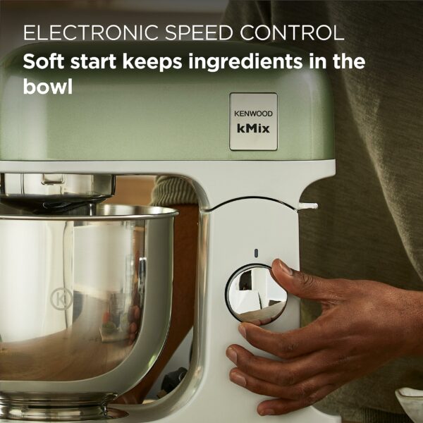 Kenwood kMix Stand Mixer for Baking, Stylish Kitchen Mixer with K-beater, Dough Hook and Whisk, 5L Stainless Steel Bowl, Removable Splash Guard, 1000 W, Editions Green