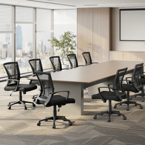 Yaheetech Adjustable Office Swivel Chair Ergonomic Mesh Computer Chair Executive with Arms Height Adjustable Back Support for Home Office Black