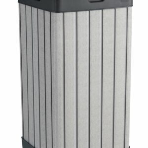Keter Rockford Resin 38 Gallon Trash Can with Lid and Drip Tray for Easy Cleaning-Perfect for Patios, Kitchens, and Outdoor Entertaining, Grey