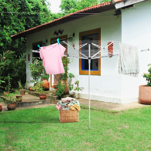 Rotary Washing Line Outdoor, Heavy Duty Large Clothes Rotating Airer Dryer Garden use, Easy to Open and Close