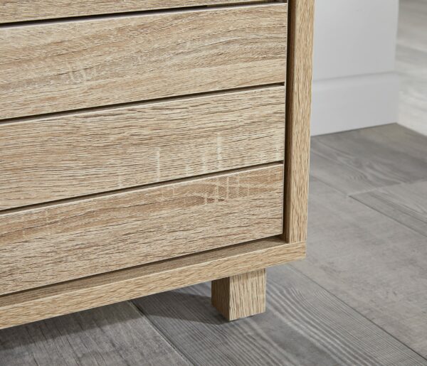 House & Homestyle Penny Under Sink Unit, Floor Standing Bathroom Cabinet, Space Saving Washroom Cupboard Storage Solution, 2 Door Vanity Unit - Oak Effect Slatted Wood Finish (60cm x 60cm)