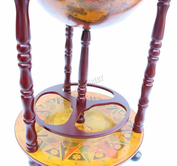 WestWood Vintage Globe Shaped Mini Bar | Drinks Cabinet Whisky Wine Spirits Cabinet | Decanter Storage | Alcohol Host Trolley | Ancient World Map Theme – 360MM