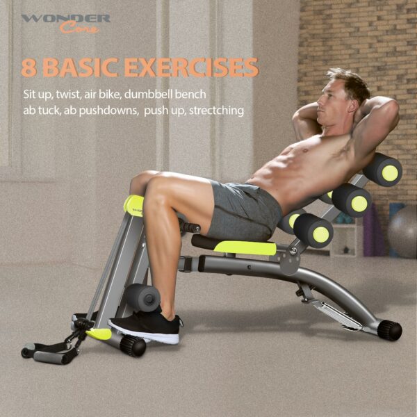 Wonder Core 2 - 12 in 1 Exercise Machine - Built in Twisting Seat and Rower for At Home Gym Workouts - Core Strength Training - Tone Tighten and Sculpt Abs - Grey