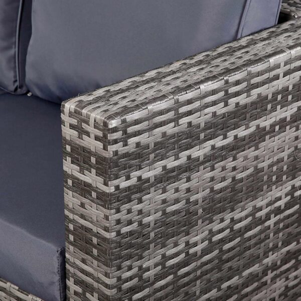 Club Rattan Garden Furniture Lille 7-seater Compact Corner Sofa with Dining Table and 2 Stools in Grey Rattan