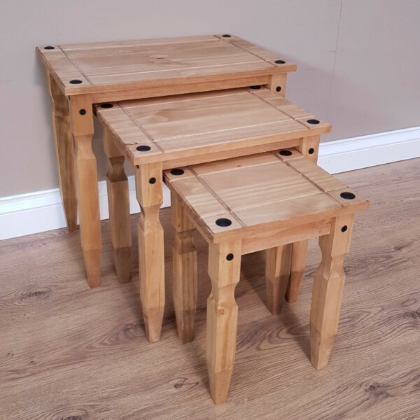 Mercers Furniture Corona Piccolo Nest of 3 Tables - Antique Wax Pine (brown)