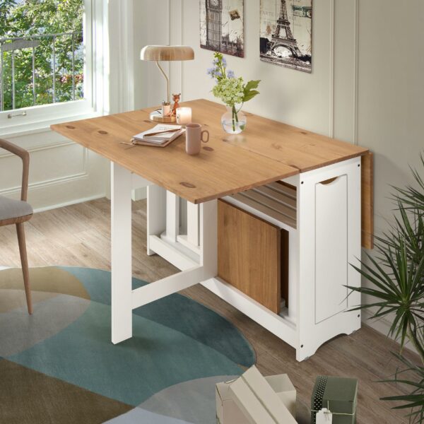 Seconique Santos Butterfly Dining Set in White/Distressed Waxed Pine