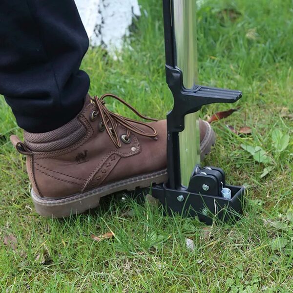 AMOS Mechanical Weed Puller Stainless Steel 4-Claw & Foot Pedal, Telescopic Root Remover, Stand-up Manual Weed Tool for Garden