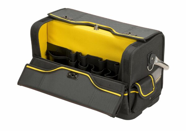 Stanley Tool Bag Complete Workstation with Roll Down Side Storage Compartment, Multi-Pockets Organiser for Tools, FMST1-70719 , Black