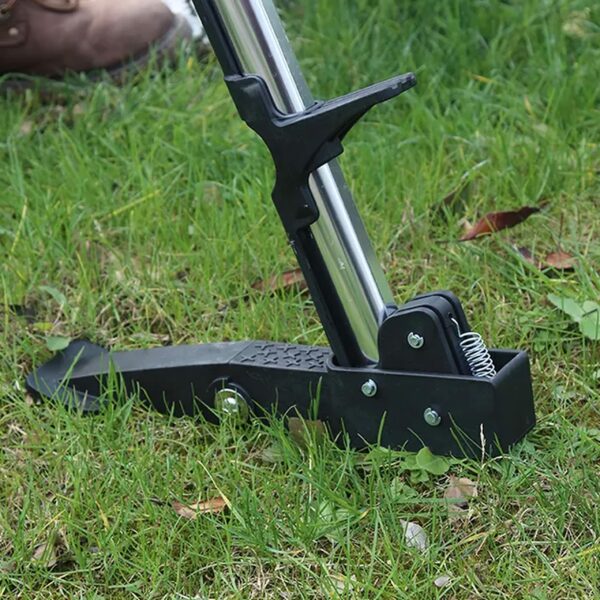 AMOS Mechanical Weed Puller Stainless Steel 4-Claw & Foot Pedal, Telescopic Root Remover, Stand-up Manual Weed Tool for Garden