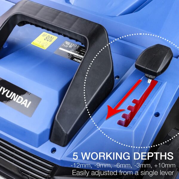 Hyundai 1800w Electric Lawn Scarifier/Aerator/Lawn Rake, 230v, 380mm Working Width, 5 Heights, 45l Grass Box