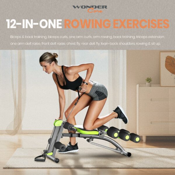 Wonder Core 2 - 12 in 1 Exercise Machine - Built in Twisting Seat and Rower for At Home Gym Workouts - Core Strength Training - Tone Tighten and Sculpt Abs - Grey