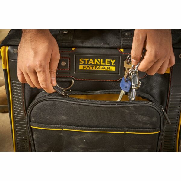 Stanley Fatmax Open Mouth Rolling Rigid Tool Bag Trolley, Multi-Pockets Storage Organiser, FMST1-80148, Black
