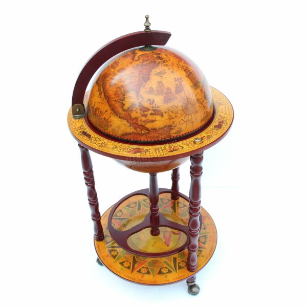 WestWood Vintage Globe Shaped Mini Bar | Drinks Cabinet Whisky Wine Spirits Cabinet | Decanter Storage | Alcohol Host Trolley | Ancient World Map Theme – 360MM