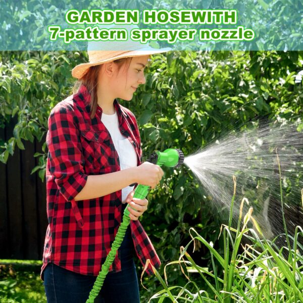 150FT Expandable Flexible Garden Hose with 7 Setting Professional Water Spray Nozzle
