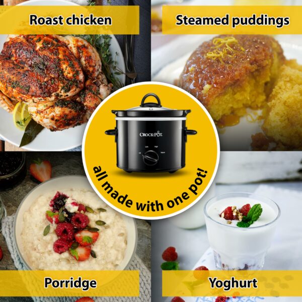 Crock-Pot Slow Cooker | Removable Easy-Clean Ceramic Bowl | 1.8 L Small Slow Cooker (Serves 1-2 People) | Energy Efficient | Black [CSC080]