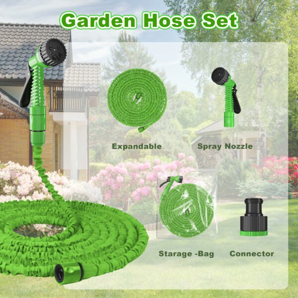 150FT Expandable Flexible Garden Hose with 7 Setting Professional Water Spray Nozzle