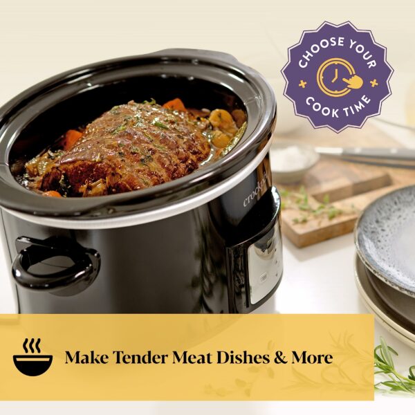 Crockpot Digital Slow Cooker | 3.5 L (3-4 People) | Programmable Countdown Timer | UK 3 Pin Plug | Black [CSC113]