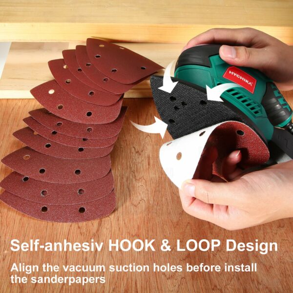 Hychika Sander for Wood 200W, Electric Sander with Dust Collector, 12PCS Sandpapers, 14000RPM Compact Electric Detail Sander