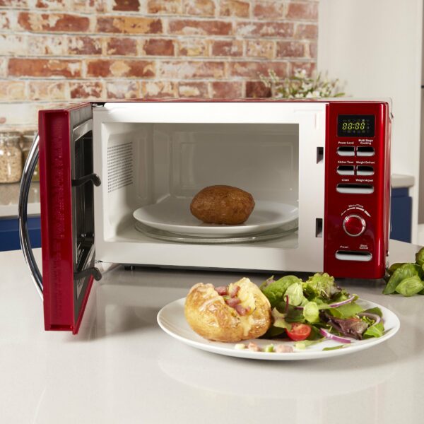Tower T24019R Infinity Digital Solo Microwave with 6 Power Levels, 8 Auto Cook Options, 60 Minute Timer, Defrost Function