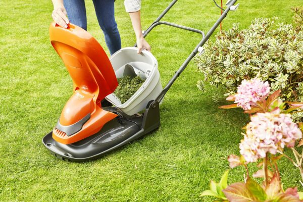 Flymo EasiGlide 300 Hover Collect Lawn Mower - 1700W Motor, 30cm Cutting Width, 20 Litre Grass Box, Folds Flat, 10m Cable Length, Orange and Grey