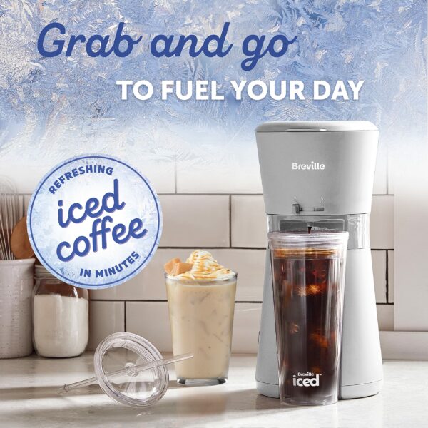 Breville Iced Coffee Maker | Single Serve Iced Coffee Machine Plus Coffee Cup with Straw | Ready in Under 4 Minutes | Grey [VCF155]