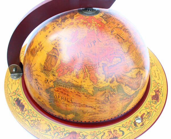 WestWood Vintage Globe Shaped Mini Bar | Drinks Cabinet Whisky Wine Spirits Cabinet | Decanter Storage | Alcohol Host Trolley | Ancient World Map Theme – 360MM