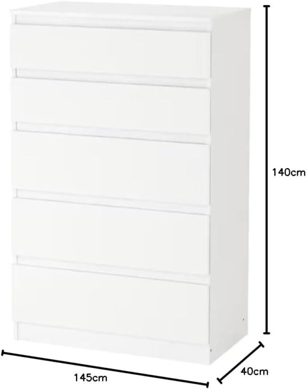 Ikea Kallax Kullen Drawer Set Chest of Drawers Bedroom Furniture - 5 Draw Chest in White