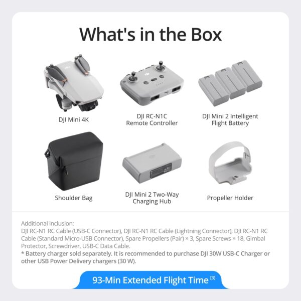 DJI Mini 4K Fly More Combo, Drone with 4K UHD Camera for Adults, Under 249 g, 3-Axis Gimbal Stabilization, 10km Video Transmission