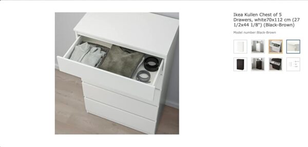 Ikea Kallax Kullen Drawer Set Chest of Drawers Bedroom Furniture - 5 Draw Chest in White