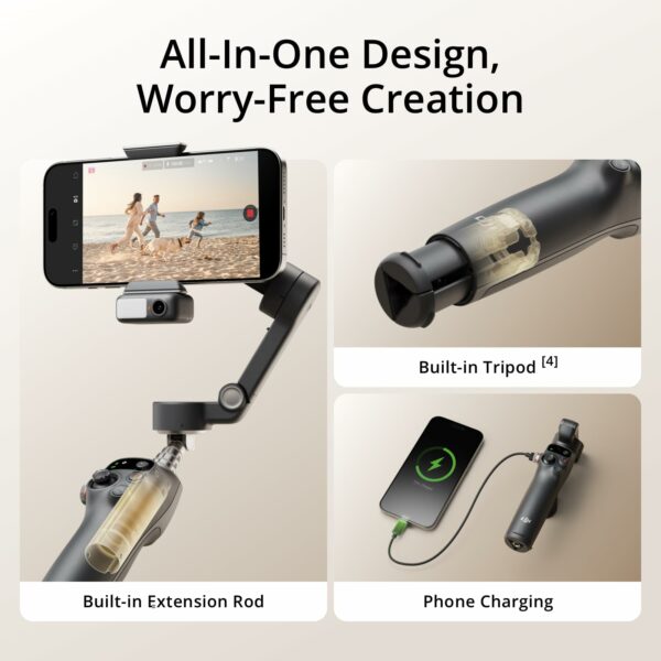 DJI Osmo Mobile 7P Gimbal Stabilizer for iPhone, Android, Native Tracking, Lighting, 3-Axis Phone Gimbal, Quick Launch, One-Tap Edit