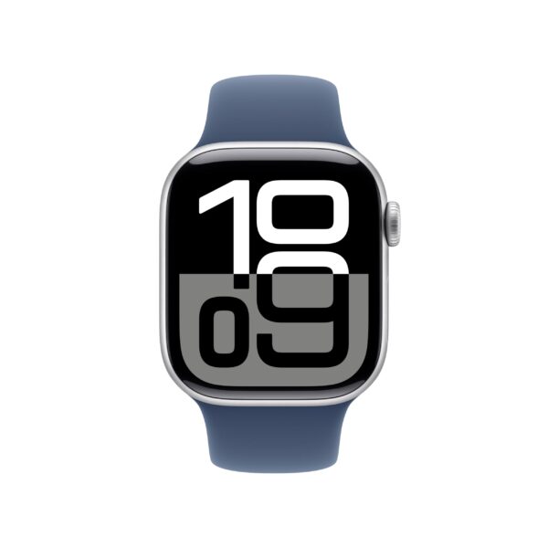 Apple Watch Series 10 (GPS, 42mm) - Silver Aluminium Case with S/M Denim Sport Band