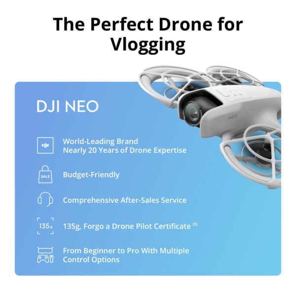 DJI Neo Fly More Combo, Mini Drone with 4K UHD Camera for Adults, 135g Self Flying Drone that Follows You, Palm Takeoff