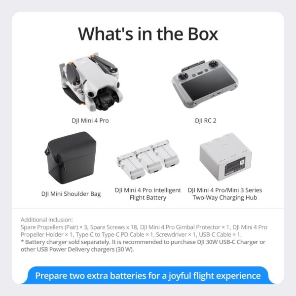 DJI Mini 4 Pro Fly More Combo with DJI RC 2 (screen remote controller), Folding Mini-Drone with 4K HDR Video Camera