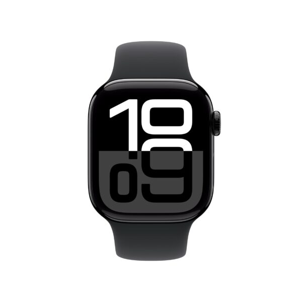 Apple Watch Series 10 GPS 42 mm Smartwatch with Jet Black Aluminium Case with Black Sport Band - S/M. Fitness Tracker