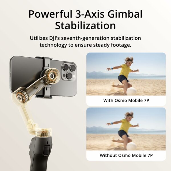DJI Osmo Mobile 7P Gimbal Stabilizer for iPhone, Android, Native Tracking, Lighting, 3-Axis Phone Gimbal, Quick Launch, One-Tap Edit