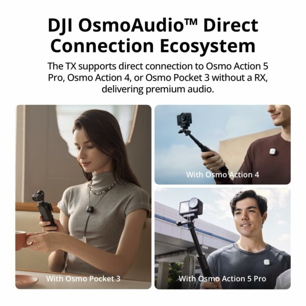 DJI Mic Mini (2 TX + 1 RX + Charging Case), Wireless Lavalier Microphone, Detail-Rich Audio, 48h Use, Noise Cancelling, Automatic Limiting