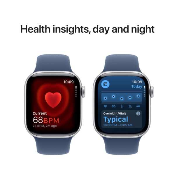 Apple Watch Series 10 (GPS, 42mm) - Silver Aluminium Case with S/M Denim Sport Band