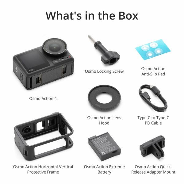DJI Osmo Action 4 Essential Combo, Action Camera 4K/120fps with a 1/1.3-Inch Sensor, Stunning Low-Light Imaging Underwater Camera